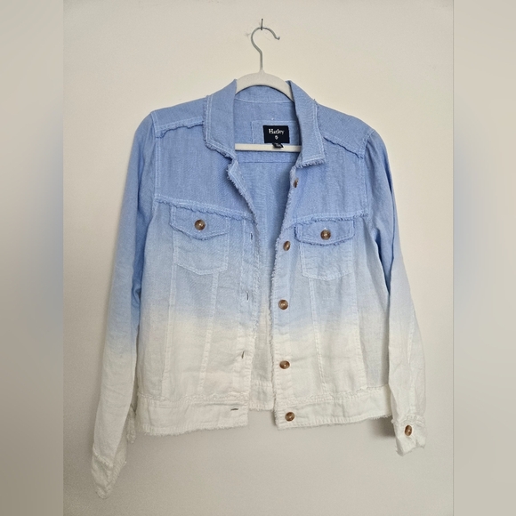 Hatley Women's Blue and White Ambre Linen Jacket Button Front | Small NWT - Picture 1 of 6
